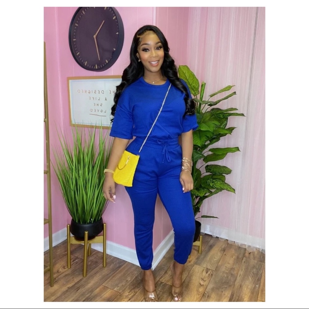 Medium Women’s Blue Pants Set Two Piece Outfit